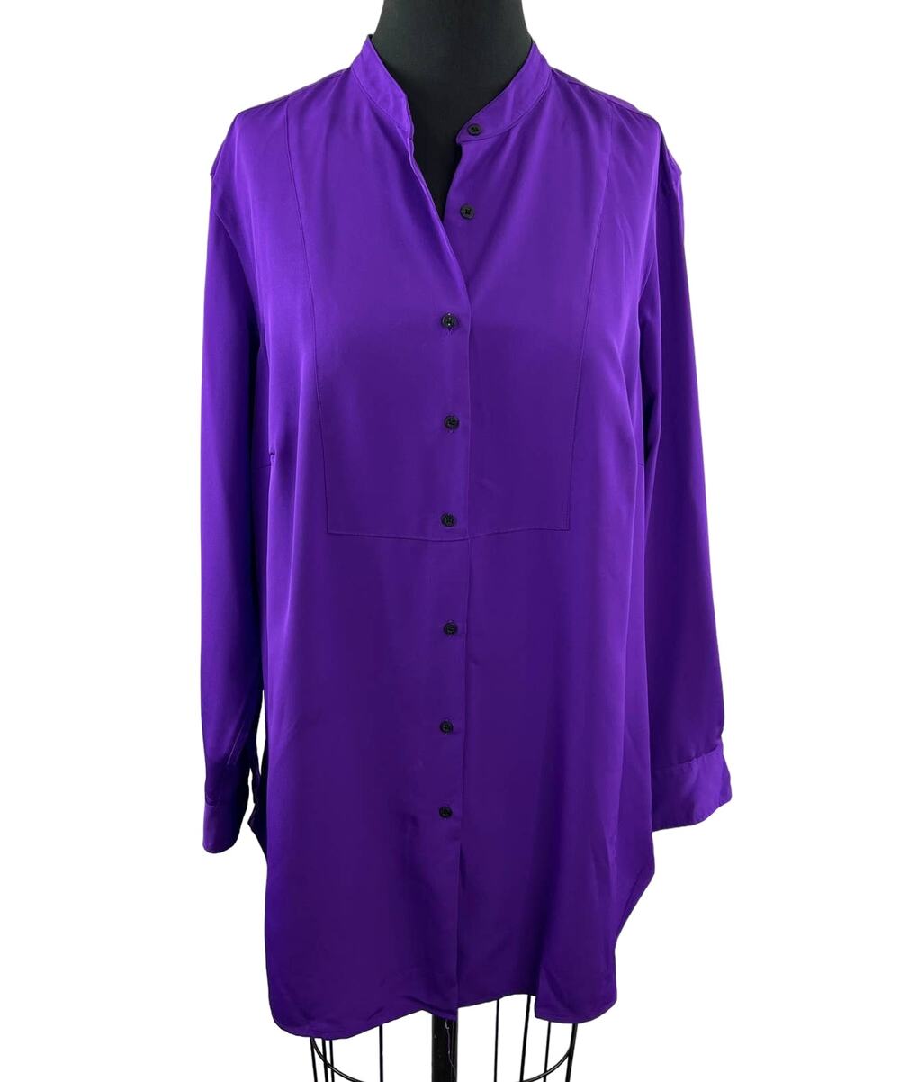 Lauren Ralph Lauren Purple Long Sleeve Button-Down Round Neck Shirt Size 1X XL